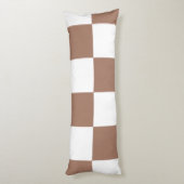 Geruit patroon in wit en Mocha Mousse Lichaamskussen (Achterkant (Verticaal))
