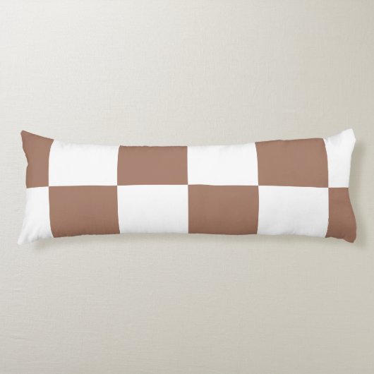 Geruit patroon in wit en Mocha Mousse Lichaamskussen (Voorkant)