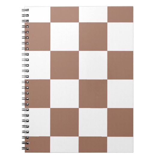 Geruit patroon in wit en Mocha Mousse Notitieboek (Voorkant)