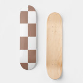 Geruit patroon in wit en Mocha Mousse Persoonlijk Skateboard (Voorkant)