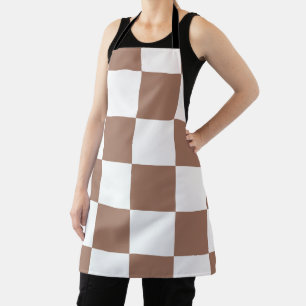 Geruit patroon in wit en Mocha Mousse Schort