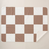 Geruit patroon in wit en Mocha Mousse Sherpa Deken (Voorkant (horizontaal))