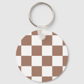 Geruit patroon in wit en Mocha Mousse Sleutelhanger (Voorkant)
