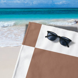 Geruit patroon in wit en Mocha Mousse Strandlaken