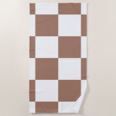 Geruit patroon in wit en Mocha Mousse Strandlaken (Voorkant)