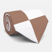 Geruit patroon in wit en Mocha Mousse Stropdas (Opgerold)