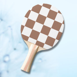 Geruit patroon in wit en Mocha Mousse Tafeltennisbatje
