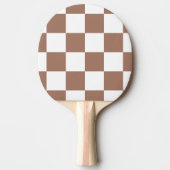 Geruit patroon in wit en Mocha Mousse Tafeltennisbatje (Voorkant)