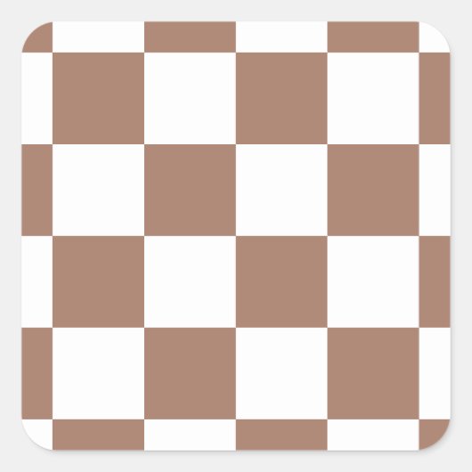 Geruit patroon in wit en Mocha Mousse Vierkante Sticker (Voorkant)