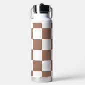 Geruit patroon in wit en Mocha Mousse Waterfles (Voorkant)