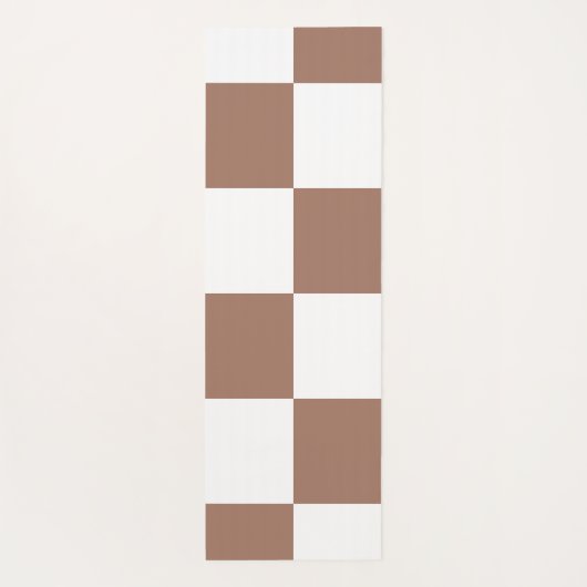 Geruit patroon in wit en Mocha Mousse Yogamat (Achterkant)