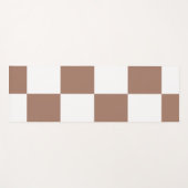 Geruit patroon in wit en Mocha Mousse Yogamat (Voorkant (horizontaal))