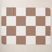 Geruit patroon in witte en mokka mousse sherpa deken (Voorkant (horizontaal))