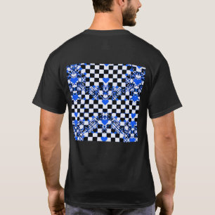 Geruit Patroon Met Blauwe Harten & Vormen T-shirt