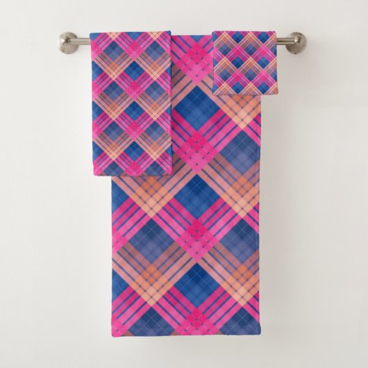 Geruit patroon met zigzagkleuring bad handdoek (Insitu)