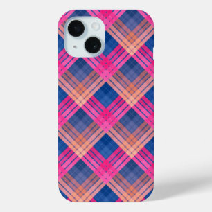 Geruit patroon met zigzagkleuring iPhone 15 case