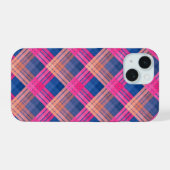 Geruit patroon met zigzagkleuring iPhone 15 case (Achterkant horizontaal)