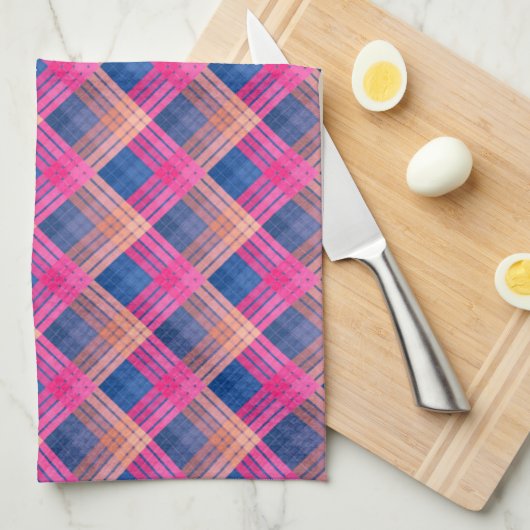 Geruit patroon met zigzagkleuring theedoek (Quarter Fold)