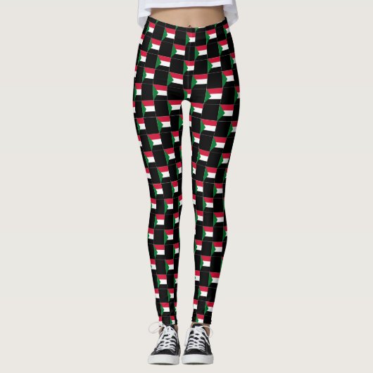 Geruit patroon Soedanese vlag Leggings (Voorkant)