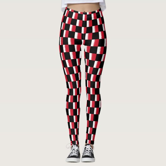 Geruit patroon van Bahreinse vlag Leggings (Voorkant)