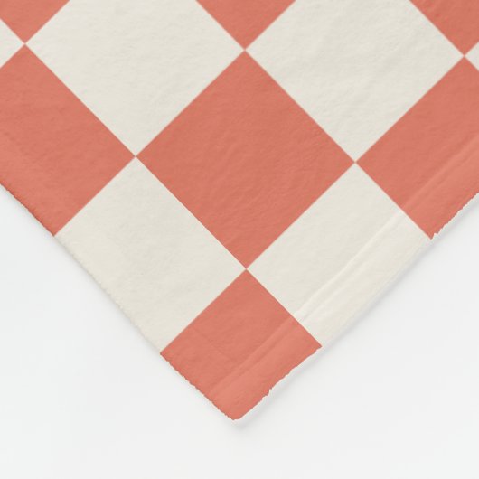 Geruit patroon van terracotta-crème fleece deken (Hoek)