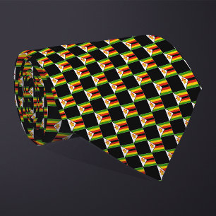 Geruit patroon van Zimbabwaanse vlag Stropdas