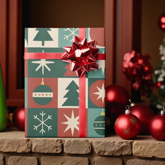 geruit patroon voor retrovakantie cadeaupapier