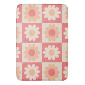 Geruit Perzik Fuzz Retro Bloemen Patroon Badmat (Voorkant Verticaal)