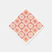 Geruit Perzik Fuzz Retro Bloemen Patroon Servet (Hoek)