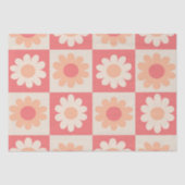 Geruit Perzik Fuzz Retro Bloemen Patroon Tissuepapier (Voorkant)
