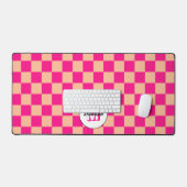 Geruit perzik heet roze geometrische retro Monogra Bureaumat (Keyboard & Muis)