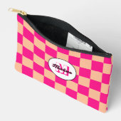 Geruit perzik heet roze geometrische retro Monogra Etui (Open)