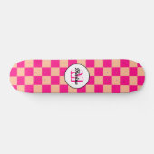 Geruit perzik heet roze geometrische retro Monogra Persoonlijk Skateboard (Horizontaal)