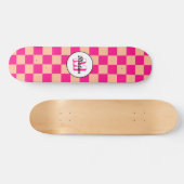 Geruit perzik heet roze geometrische retro Monogra Persoonlijk Skateboard (Horizontaal)