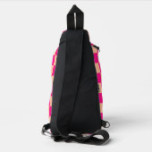 Geruit perzik heet roze geometrische retro Monogra Sling Bag (Achterkant)