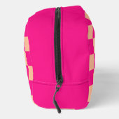 Geruit perzik heet roze geometrische retro Monogra Toilettasje (Rechts)