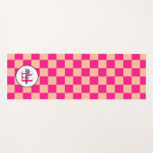 Geruit perzik heet roze geometrische retro Monogra Yogamat (Voorkant (horizontaal))