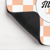 Geruit perzikkleurig wit geometrisch retro monogra muismat (Hoek)