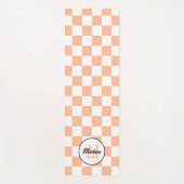 Geruit perzikkleurig wit geometrisch retro monogra yogamat (Voorkant)