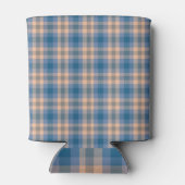 Geruit Plaid Beige Blauw Grijs en Perzik Blikjeskoeler (Achterkant)