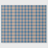 Geruit Plaid Beige Blauw Grijs en Perzik Cadeaupapier (Vlak)