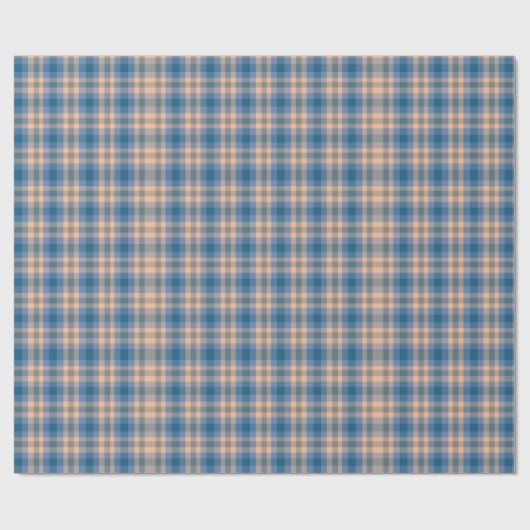 Geruit Plaid Beige Blauw Grijs en Perzik Cadeaupapier (Vlak)