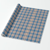 Geruit Plaid Beige Blauw Grijs en Perzik Cadeaupapier (Uitgerold)