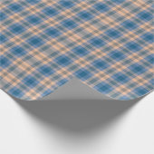 Geruit Plaid Beige Blauw Grijs en Perzik Cadeaupapier (Hoek)