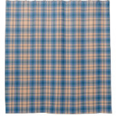 Geruit Plaid Beige Blauw Grijs en Perzik Douchegordijn (Voorkant)