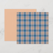 Geruit Plaid Beige Blauw Grijs en Perzik Feestdagenkaart (Voorkant / Achterkant)