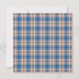 Geruit Plaid Beige Blauw Grijs en Perzik Feestdagenkaart