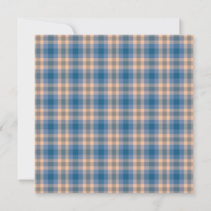 Geruit Plaid Beige Blauw Grijs en Perzik Feestdagenkaart
