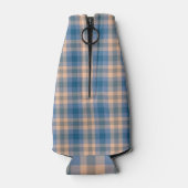 Geruit Plaid Beige Blauw Grijs en Perzik Flesjeskoeler (Achterkant)
