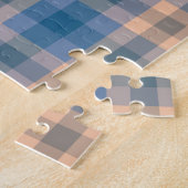 Geruit Plaid Beige Blauw Grijs en Perzik Legpuzzel (Zijkant)